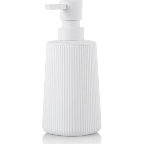 Dispensador de jabón a rayas, pequeño, con bomba (1 unidad, 250 ml, blanco) (1/5)