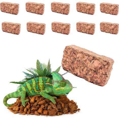 Kokosbriketts, Chips, 500 g x 10 Stück für Terrarien (1/5)