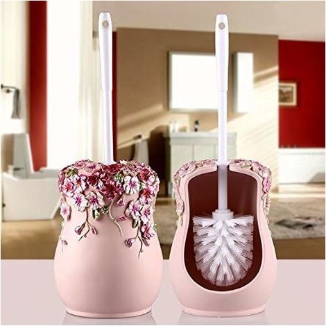 Brosse De Toilette Ensemble Brosse De Sol Ménage Créatif Salle De Bain Brosse De Toilette Poignée Longue Porte Brosse De Toilette Porte Brosse, Manoir Romantique Rose