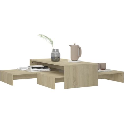 Set tables basses gigognes Chêne 100x100x26,5 (1/5)