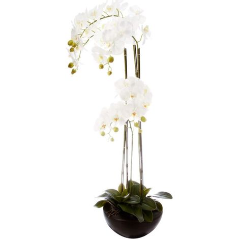Fleur Artificielle en Pot "Orchidée" 115cm Blanc (1/2)
