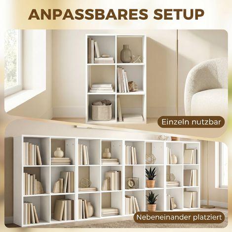 Étagère 3 niveaux étroite avec protection anti-basculement, étagère de rangement pour salon, chambre, bureau blanc (1/5)