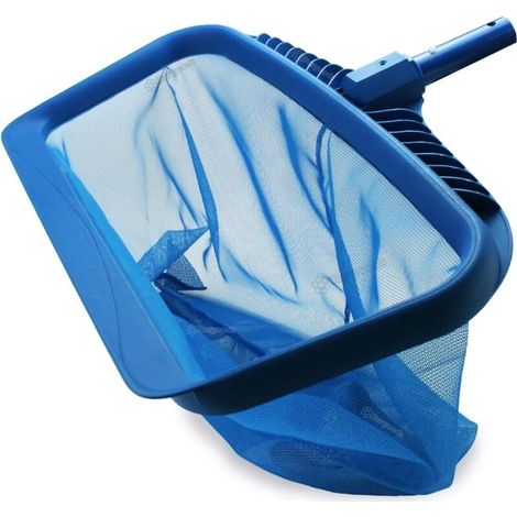 Épuisette de piscine, outil de nettoyage robuste pour râteau à feuilles, sac de récupération en filet à mailles fines bleu