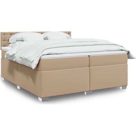 Boxspringbett Matratze Cappuccino-Braun 200x200cm Kunstleder (1/5)