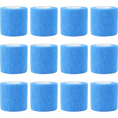 12 Pièces Bandes Élastiques Adhésives 4,5m pour Sabots de Vaches, Imperméables en Polyester Non-Tissé pour Bétail, Bleues (1/5)