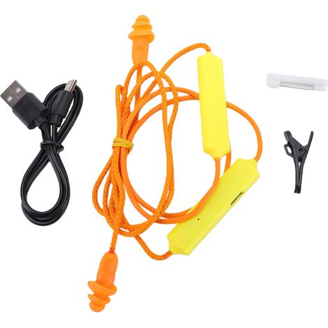 Cuffie auricolari Bluetooth 5.3 con cancellazione del rumore e archetto da collo, auricolari wireless con accoppiamento rapido per saldatura, lavorazione del legno e sicurezza industriale, cavo giallo (1/5)