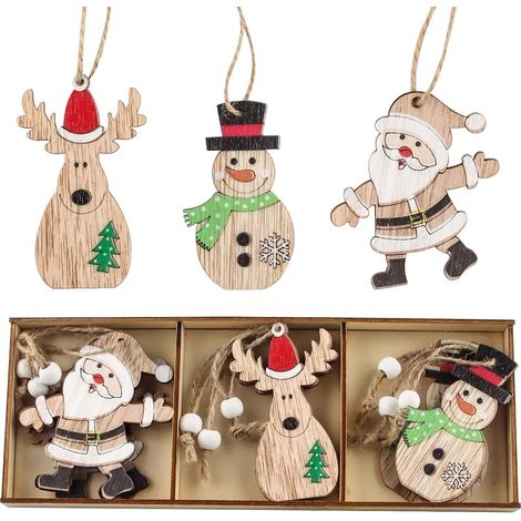 Hängender Weihnachtsbaumschmuck aus Holz, Weihnachtsschmuck aus Holz