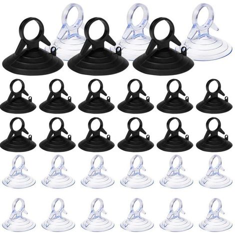 60 Pièces Ventouse pare Soleil, 45mm Ventouse Sans Crochets Ventouse, PVC Ventouses Mini Ventouse Transparente et Noire Ventouse, Ventouse pour Vitre (1/4)