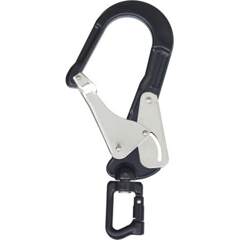 KRATOS SAFETY - Mousqueton d'échafaudage aluminium à verrouillage automatique avec œil de connexion ouvrable et émerillon