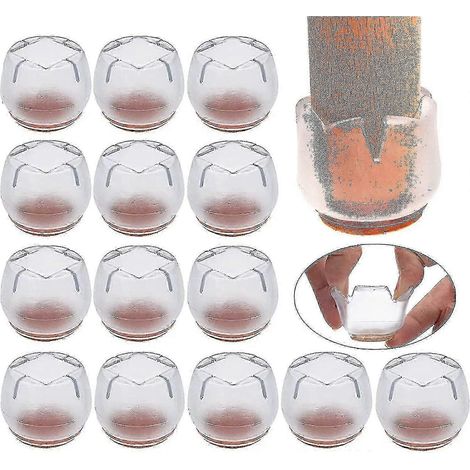 16 embouts de chaise 22-26 mm, patins de protection ronds et carrés en silicone pour meubles, protège-pieds de chaise et de table contre les rayures (1/5)