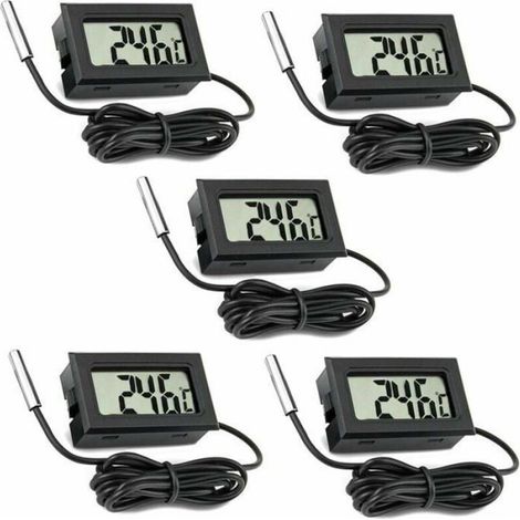 Lot de 5 thermomtres LCD numriques avec sonde externe pour voiturerfrigrateurconglateuraquarium couleurs multiples Largeight (1/2)