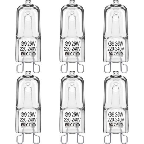 Lot de 6 Ampoule G9 Halogène 25W Dimmable Blanc Chaud Pour Four Micro-ondes Plafonnier (1/5)