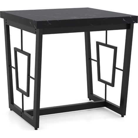 Mesa auxiliar cuadrada de mármol, negra, 60x60x60 cm