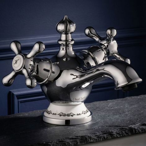 PaulGurkes Robinet de lavabo rétro antique à deux poignées compact (1/5)