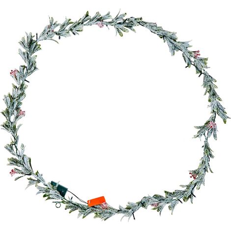 Weihnachtsgirlande 2750 mm, realistisches Laubwerk mit Efeu, Olivenblättern und Beeren, künstliche Girlande mit integrierter Beleuchtung zur Dekoration im Innen- und Außenbereich, z. B. am Kamin. (1/5)