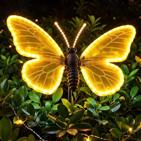 Farfalla Gigante Luminosa 60 cm 330 LED Luce Calda con Ali in Movimento Timer IP44 per Giardini Facciate e Natale (1/5)