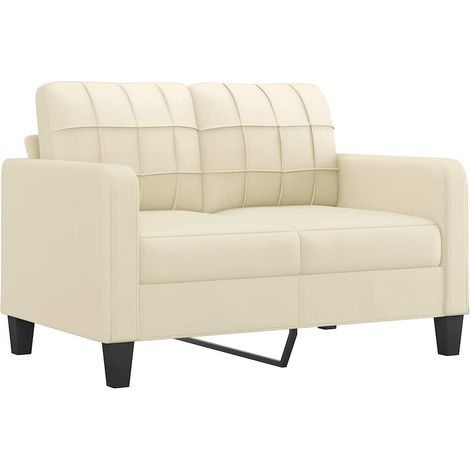 Canapé  Sofa à 2 places Crème 120 cm Similicuir