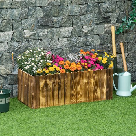 Jardinière rectangulaire pour l'intérieur et l'extérieur, en bois de sapin, 80 x 33 x 30 cm, couleur bois (1/5)