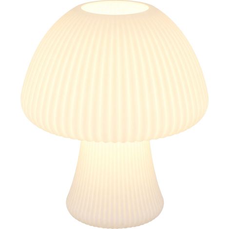 Tischleuchte Pilzform Nachttischlampe Schlafzimmer Schalter Glas Weiß H 32 cm (1/5)