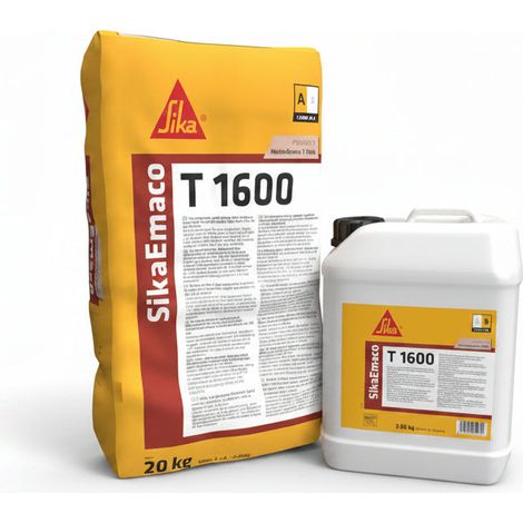 SikaEmaco® T 1600 - Mortero híbrido bicomponente de reparación de asfalto - 23,85 kg - Juego A+B - Gris oscuro (1/2)