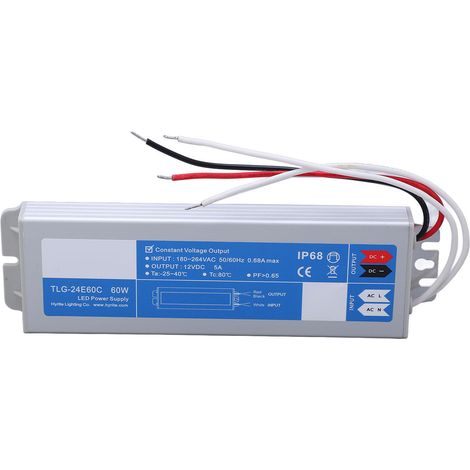 Alimentation LED étanche 60W 12V 5A, transformateur driver à tension constante, entrée 180-264VAC, sortie DC12V (1/5)