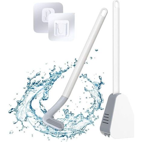 Golf toilet brush with holder and toilet brush, silicone toilet brush with long handle (White) (1/5)