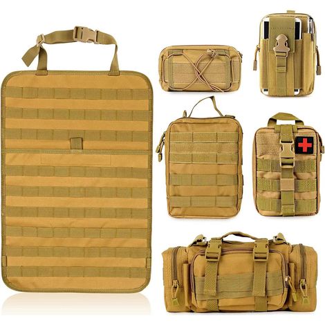 Six organisateurs tactiques pour sièges de voiture - Disponibles en 3 couleurs (noir, marron terre, vert armée) pour les urgences et l'équipement en véhicule (1/2)