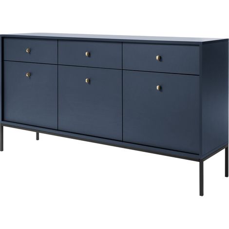 Selsey Monne Sideboard Kommode 3-türig mit 3 Schubladen, Dunkelblau im Vintage Look (1/5)