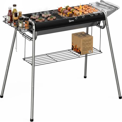 Black Stainless Steel Charcoal BBQ 107 x 63 x 75 cm (1/5)