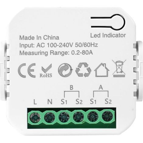 Compteur Electrique Connecté 80A Compteur Electrique Moniteur D'énergie Domestique Wi-FI Bidirectionnel avec 2 Pince Compatible avec Tuya Smart Life (1/4)