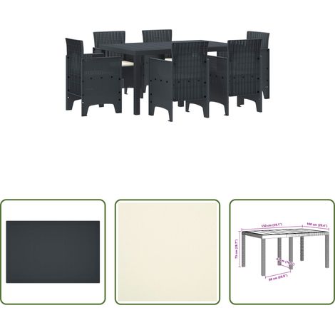 Mobilier extérieur - Ensemble de salle à manger pour jardin 7 pcs Anthracite (1/5)
