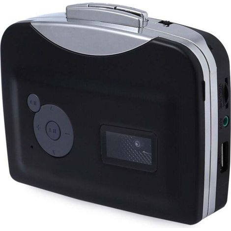 Convertitore di segnale da nastro USB, da nastro a MP3, lettore di cassette Walkman stereo, direttamente su chiavetta USB, nero-,de (1/4)