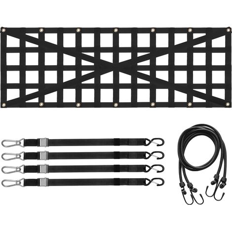 Red de carga para portón trasero, resistente a los rayos UV, de alta capacidad de carga, color negro, 138 x 45 cm. (1/2)