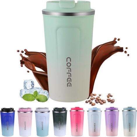 Tasse de voyage isotheme en acie inoxydable 510ml - Tasse à café themique à double paoi avec couvecle étanche, gobelet potable pou boissons chaudes et foides (1/4)