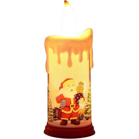 Vela electrónica LED con forma de muñeco de nieve y Papá Noel, luz nocturna para crear un ambiente navideño. (1/2)