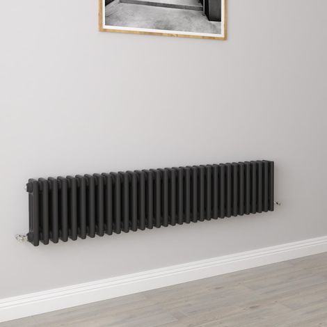 AICA 300x1460mm 3 Column Horizontal Black Radiator Central Heating Cast Iron Style (1/5)