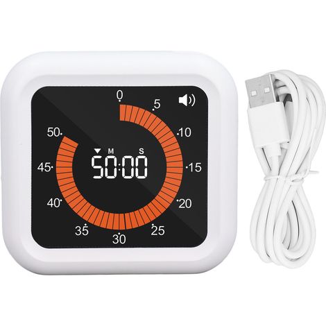 Minuteur Visuel Rechargeable Silencieux Magnétique avec Support, Écran Numérique Réglable pour Cuisine Étude Cuisson Blanc (1/5)