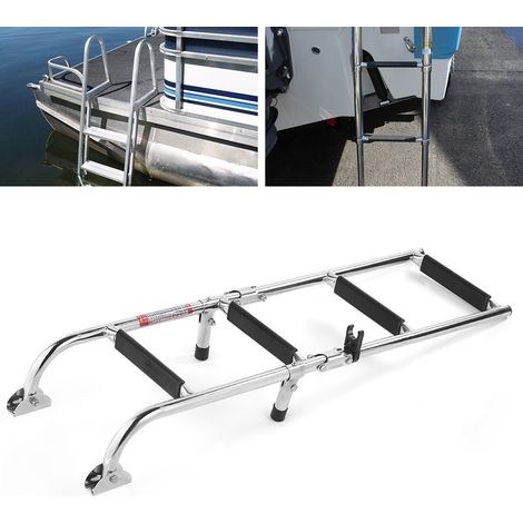 Échelle télescopique pliante à 4 marches en acier inoxydable pour bateau ou ponton (1/5)