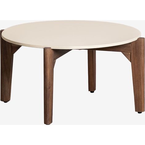 SKLUM Runder Garten-Couchtisch aus Zement und Akazienholz Xajul  Ø65 cm                                 