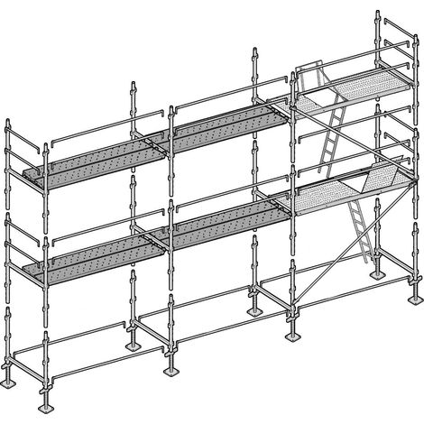 Altrad – Échafaudage façadier 60 m² – Galvanisé – Hauteur de travail 6 m – Largeur 0,80 m – Charge maximale 300 kg/m²