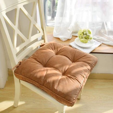 Coussin de chaise en velours côtelé d'extérieur épaissi, décoration intérieure, coussin de chaise de salle à manger d'intérieur, kaki 1 pièce (1/2)