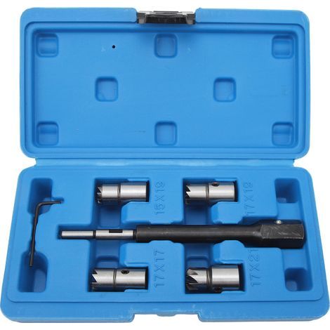 Set di 5 utensili per il taglio delle sedi degli iniettori diesel, robusti e pratici, con chiave esagonale, per motori CDI. (1/5)