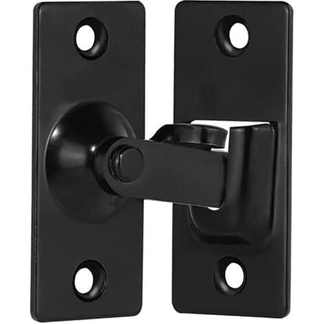 Loquet de porte coulissante à angle droit en acier inoxydable à 90 degrés, boucle pliante pour porte et fenêtre coulissantes de grange (noir)