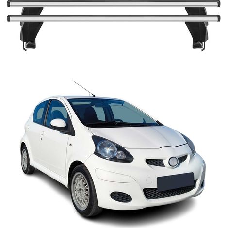 OMAC Dachträger Querträger Alu für Toyota Aygo I 2005-2014 – Abschließbar – T-Nut – City-Crash-getestet – Max. 50 kg Silber (1/5)