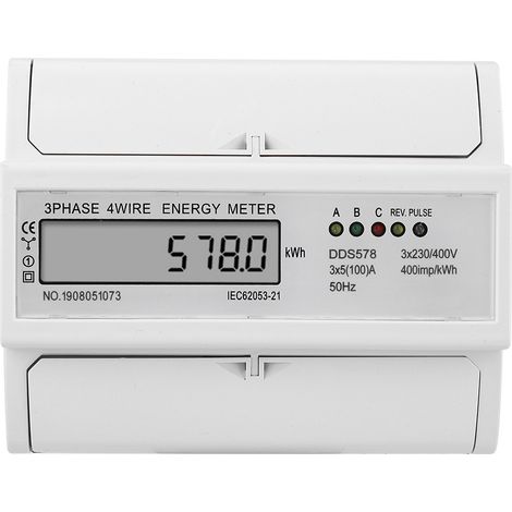 Compteur électrique triphasé 4 fils 7P 380 V DDS578 avec affichage LCD et minuterie en watts-AquaForge (1/5)