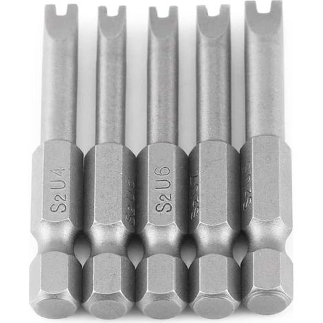 Lot de 5 tournevis en forme de U U4 U5 U6 U7 U8 1/4" tournevis magnétique hexagonal S2 en forme de U (1/5)