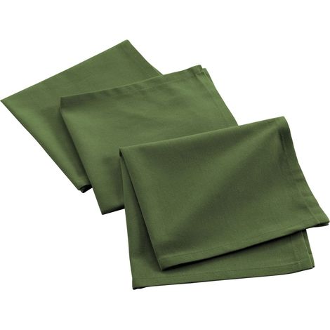 douceur d'intérieur, 3 tovaglioli (40 X 40 Cm) Mistral Verde, in cotone riciclato (1/2)