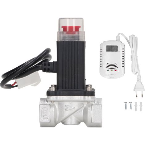 Contrôleur de vanne à gaz avec alarme et arrêt automatique, détecteur de fuite, valve solénoïde AC 90‑240V prise UE