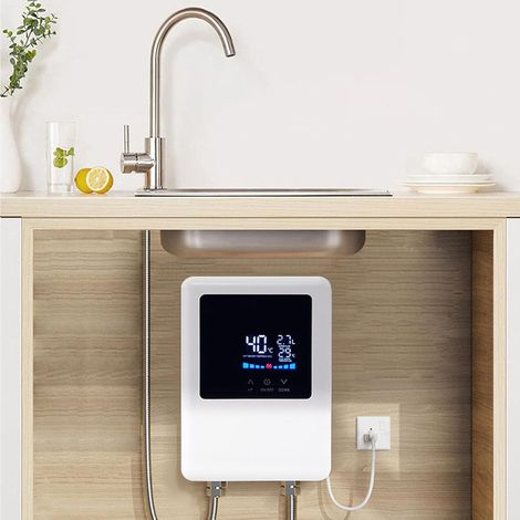 Chauffeeau électrique sans réservoir 110V/220V, chauffeeau instantané 5 500 W, température à distance, installation facile, chauffage rapide en 3 secondes, pour cuisine et salle de bain,White (1/5)