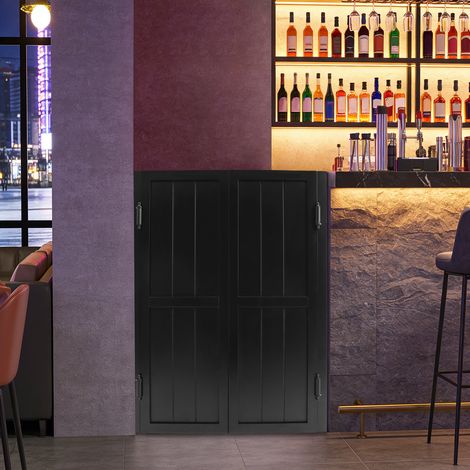 【Maison connectée】Portes battantes d'intérieur avec charnières, fermeture automatique, porte de bar pour séparation de cuisine et salon, 76107 cm(Noir) (1/5)